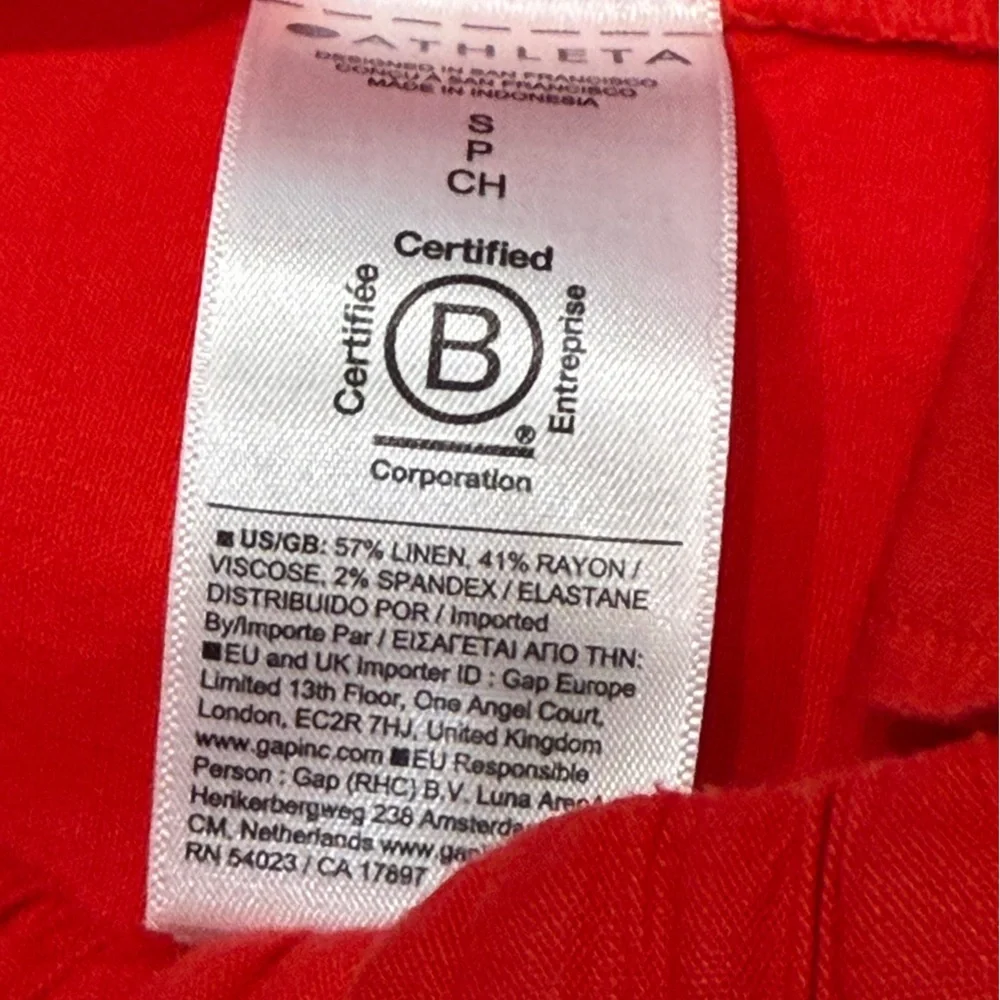 NWT  Athleta Womens Small Paradise Linen Blend Wide Leg Pant Red Drawstring - Picture 8 of 13
